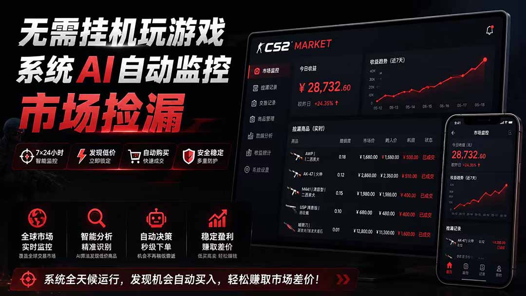（19555期）系统AI自动监控市场捡漏，不用玩游戏|只需要一部手机|支持任何形式数据验证-千寻创业网