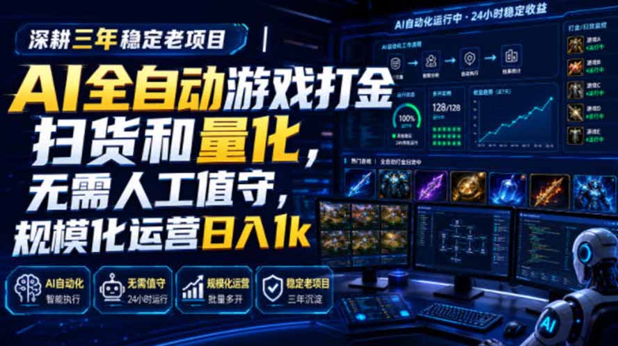 （19576期）AI全自动游戏打金扫货和量化，规模化运营日入1k，深耕三年稳定老项目！-千寻创业网