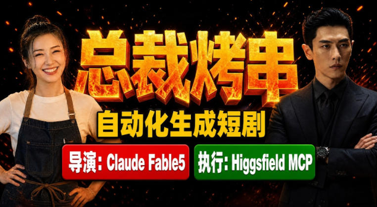 Claude Fable5担任导演+Higgsfield MCP落地执行｜《总裁烤串》真人质感短剧全自动AI生成全流程教学-千寻创业网