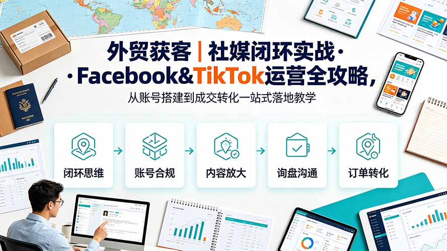 （19526期）外贸获客｜社媒闭环实战·Facebook&TikTok运营全攻略，从账号搭建到成交转化一站式落地教学-千寻创业网