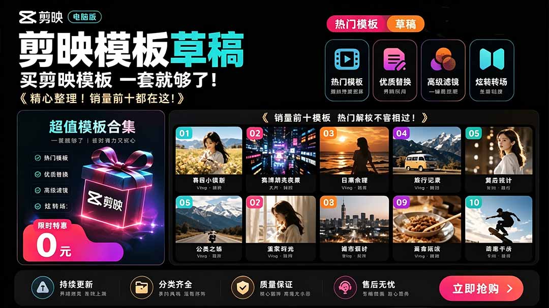 （19408期）1500+套剪映模板素材，超级超级无敌剪映剪辑模板合集包！附带预览图，全免费，撑爆你的网盘内存-千寻创业网