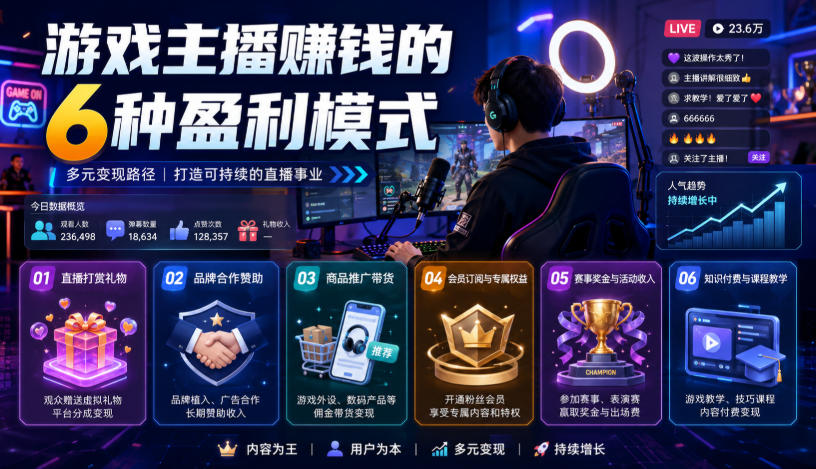 付费文章：游戏主播賺钱的6种盈利模式-千寻创业网