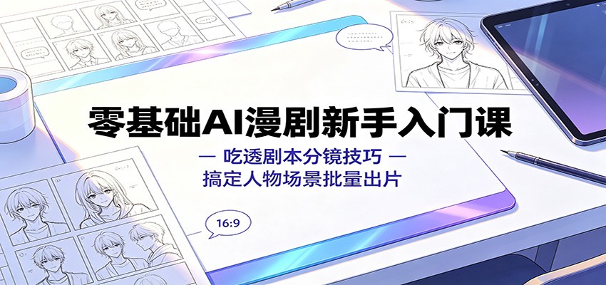 零基础AI漫剧新手入门课：吃透剧本分镜技巧，搞定人物场景批量出片-千寻创业网