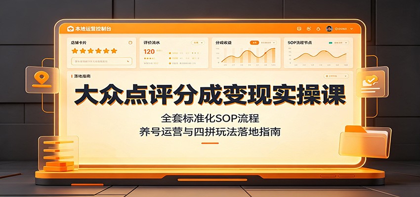 大众点评分成变现实操课：全套标准化SOP流程，养号运营与四拼玩法落地指南-千寻创业网