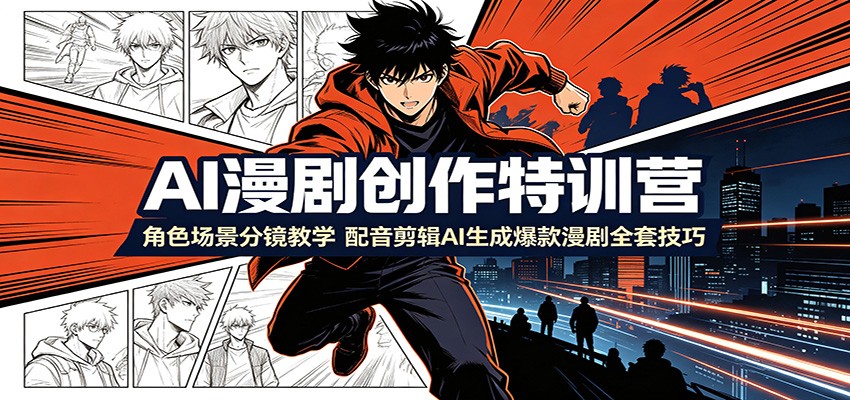 AI漫剧创作特训营：角色场景分镜教学，配音剪辑AI生成爆款漫剧全套技巧-千寻创业网