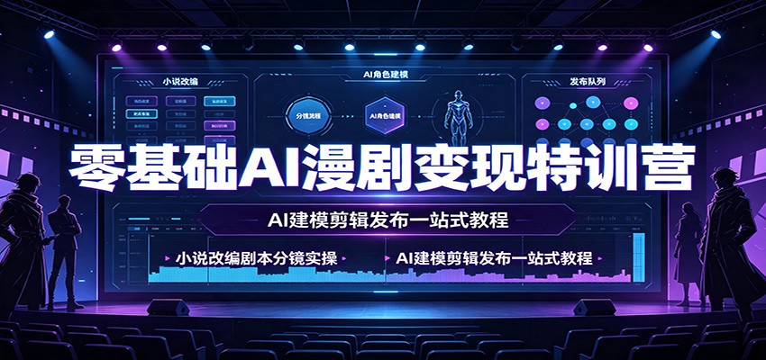 零基础AI漫剧变现特训营：小说改编剧本分镜实操，AI建模剪辑发布一站式教程-千寻创业网