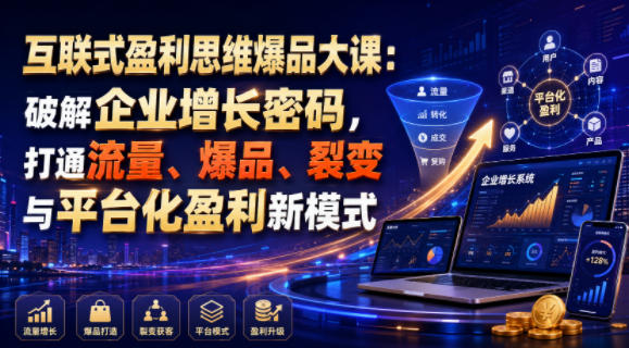 互联式盈利思维爆品大课：破解企业增长密码，打通流量、爆品、裂变与平台化盈利新模式-千寻创业网