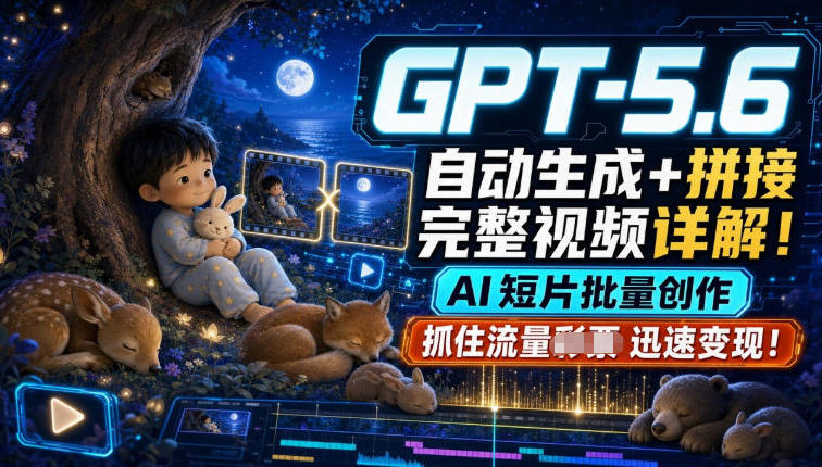 GPT-5.6自动生成＋拼接完整视频详解，AI短片批量创作，抓住流量迅速变现！-千寻创业网