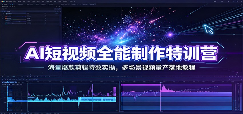 AI短视频全能制作特训营：海量爆款剪辑特效实操，多场景视频量产落地教程-千寻创业网