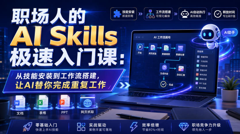 职场人的AI Skills极速入门课：从技能安装到工作流搭建，让AI替你完成重复工作-千寻创业网
