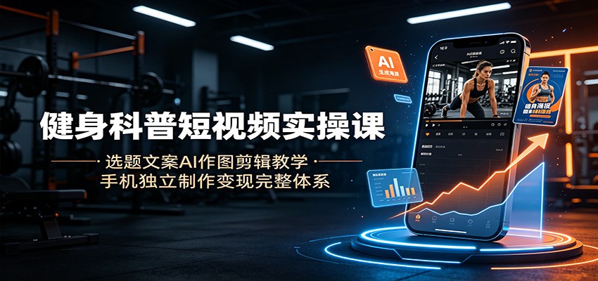 健身科普短视频实操课：选题文案AI作图剪辑教学，手机独立制作变现完整体系-千寻创业网
