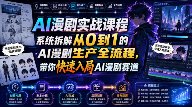 AI漫剧实战课程，系统拆解从0到1的AI漫剧生产全流程，带你快速入局AI漫剧赛道-千寻创业网