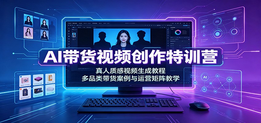AI带货视频创作特训营：真人质感视频生成教程，多品类带货案例与运营矩阵教学-千寻创业网