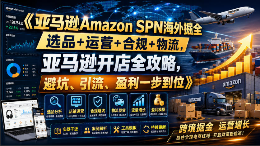 亚马逊Amazon SPN海外掘全，选品+运营+合规+物流，亚马逊开店全攻略，避坑、引流、盈利一步到位-千寻创业网