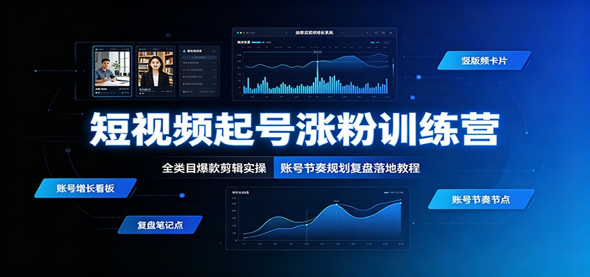 短视频起号涨粉训练营:全类目爆款剪辑实操,账号节奏规划复盘落地教程-千寻创业网
