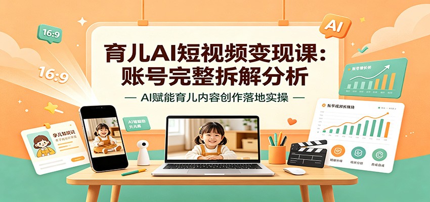 育儿AI短视频变现课：账号完整拆解分析，AI赋能育儿内容创作落地实操-千寻创业网