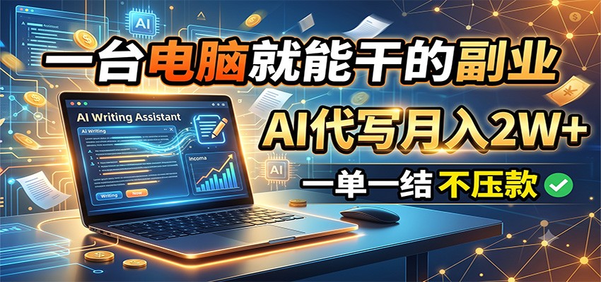 一台电脑就能干的副业，AI代写月入2W+，一单一结不压款-千寻创业网