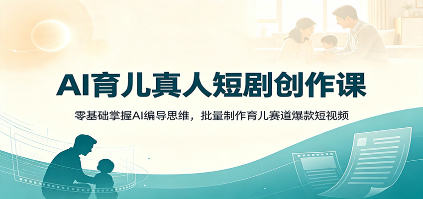 AI育儿真人短剧创作课：零基础掌握AI编导思维，批量制作育儿赛道爆款短视频-千寻创业网