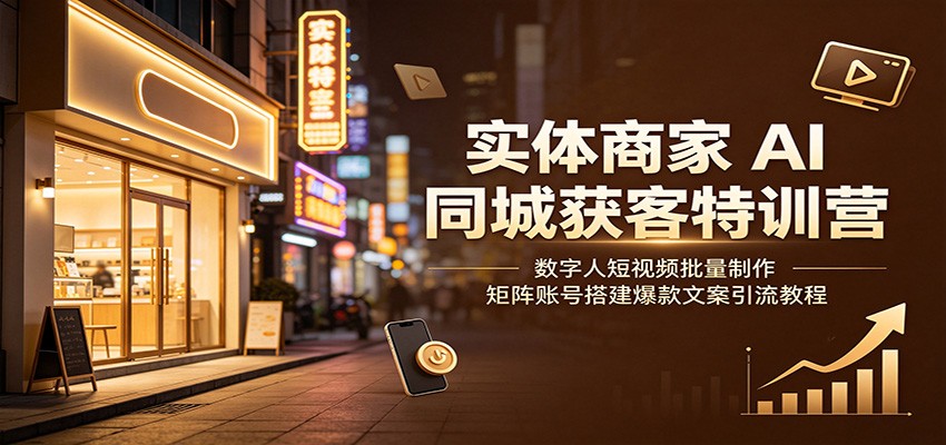 实体商家AI同城获客特训营：数字人短视频批量制作，矩阵账号搭建爆款文案引流教程-千寻创业网