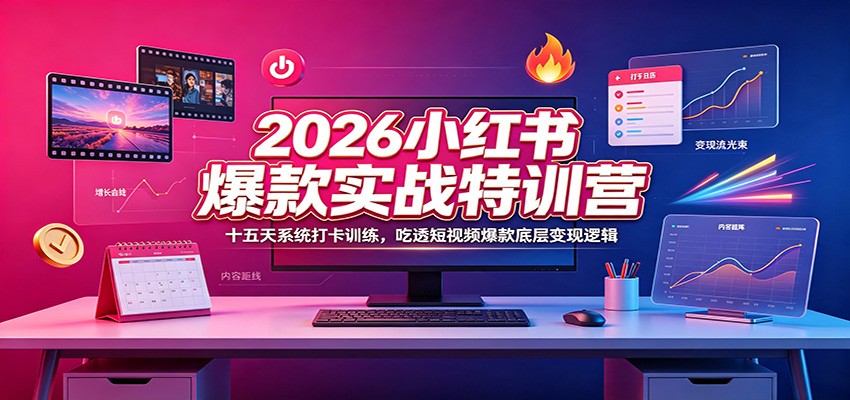 2026小红书爆款实战特训营：十五天系统打卡训练，吃透短视频爆款底层变现逻辑-千寻创业网