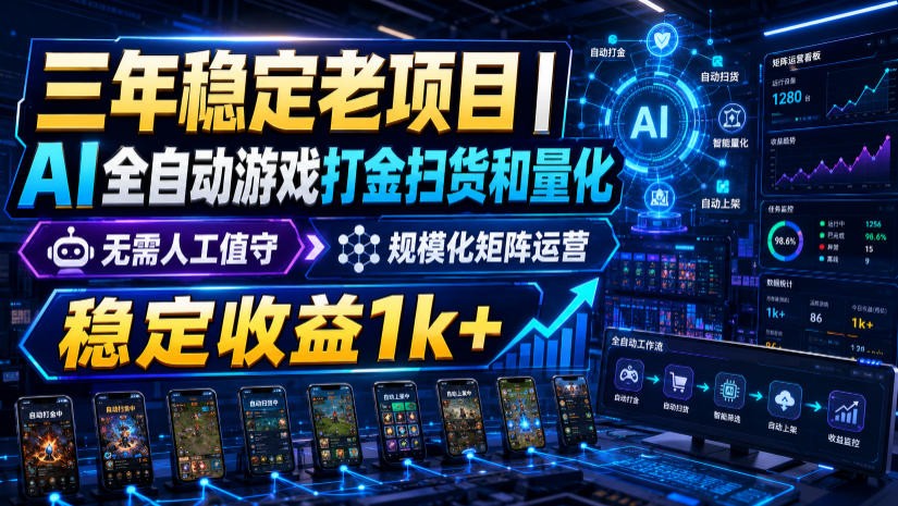 稳定三年的海外游戏全自动搬砖玩法，日入千元，无脑操作！-千寻创业网