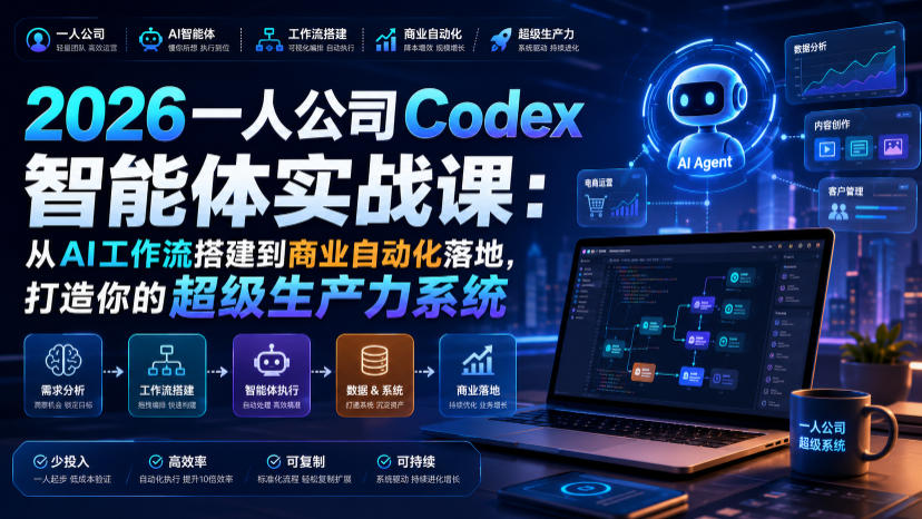 2026一人公司Codex智能体实战课：从AI工作流搭建到商业自动化落地，打造你的超级生产力系统-千寻创业网
