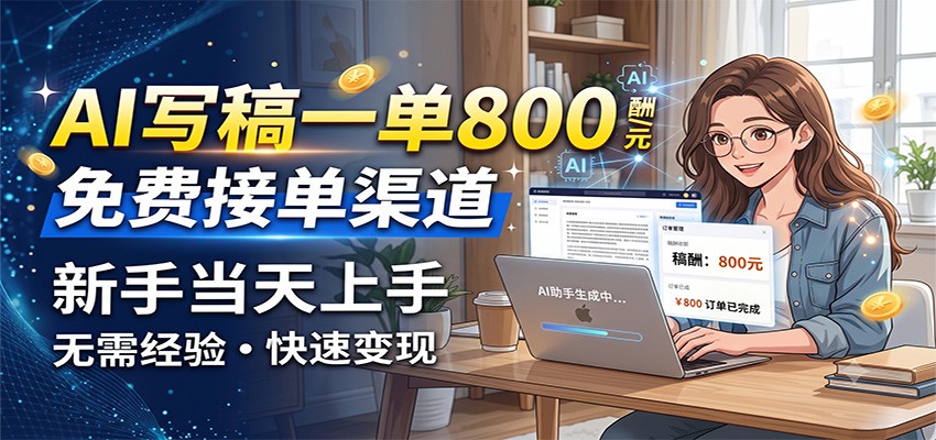 AI写稿一单800，免费接单渠道，一单一结几十到上千，新手当天上手-千寻创业网