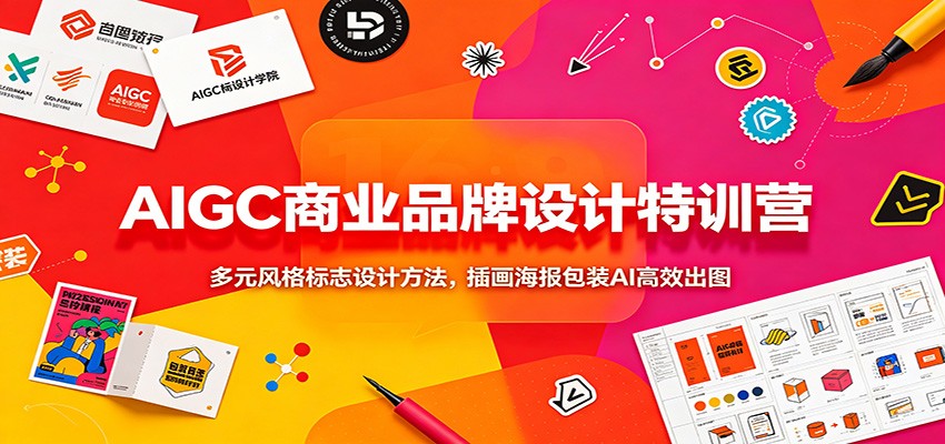 AIGC商业品牌设计特训营：多元风格标志设计方法，插画海报包装AI高效出图-千寻创业网