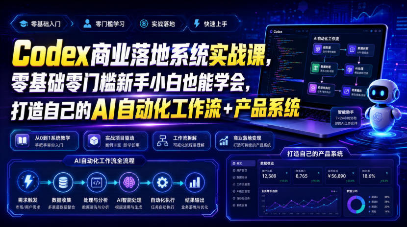 Codex商业落地系统实战课，零基础零门槛新手小白也能学会，打造自己的AI自动化工作流+产品系统-千寻创业网