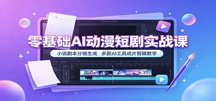 零基础AI动漫短剧实战课：小说剧本分镜生成，多款AI工具成片剪辑教学-千寻创业网
