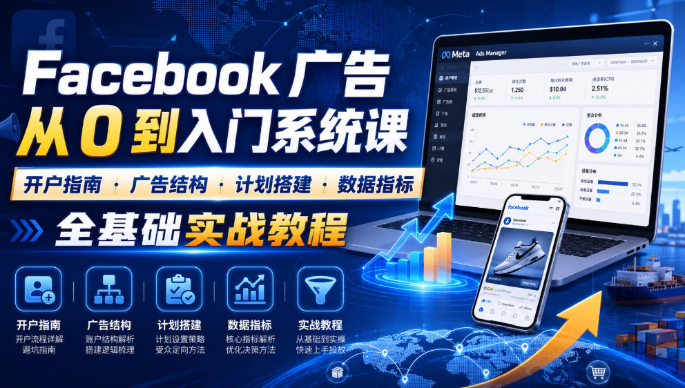 Facebook广告新手从0到入门系统课｜开户指南・广告结构・计划搭建・数据指标全基础实战教程-千寻创业网