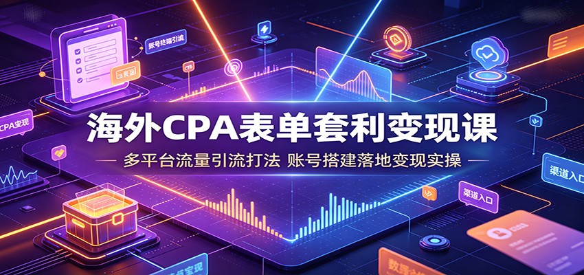 海外CPA表单套利变现课：多平台流量引流打法，账号搭建落地变现实操-千寻创业网
