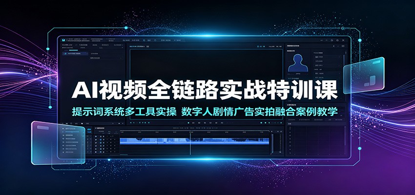 AI视频全链路实战特训课：提示词系统多工具实操，数字人剧情广告实拍融合案例教学-千寻创业网