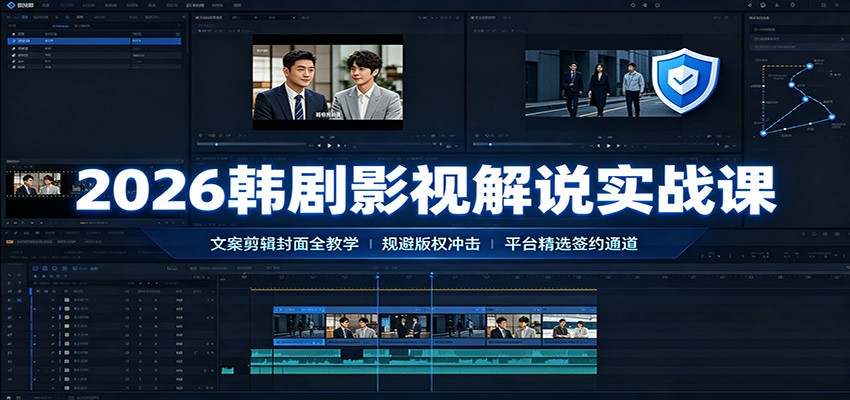 2026韩剧影视解说实战课：文案剪辑封面全教学，规避版权冲击平台精选签约通道-千寻创业网