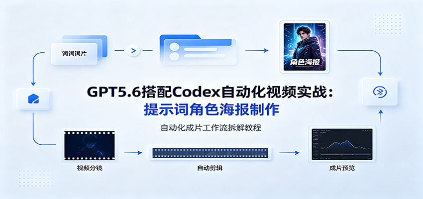 GPT5.6搭配Codex自动化视频实战：提示词角色海报制作，自动化成片工作流拆解教程-千寻创业网