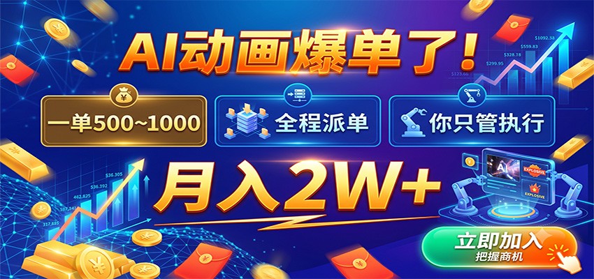 AI动画爆单了！一单500~1000，全程派单，你只管执行，月入2W+-千寻创业网