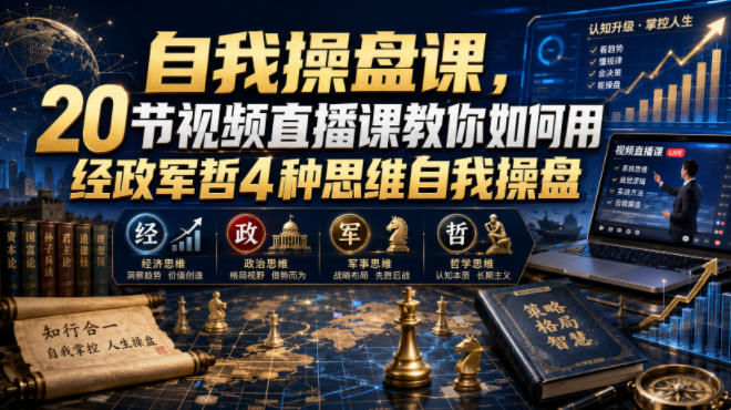 自我操盘课,20节视频直播课教你如何用经政军哲4种思维自我操盘-千寻创业网