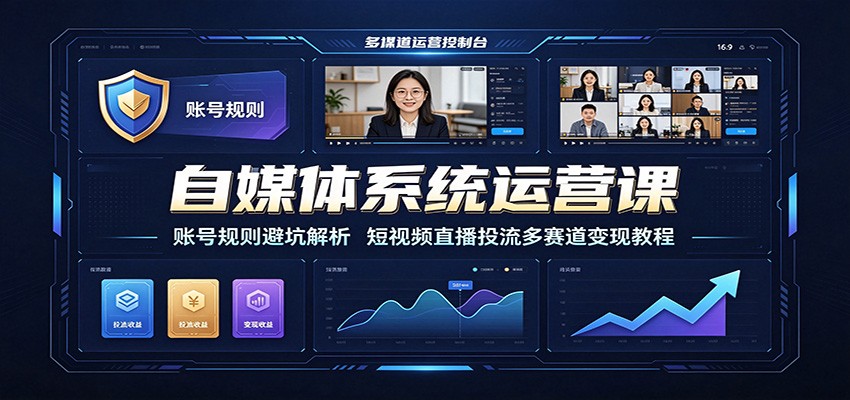 自媒体系统运营课：账号规则避坑解析，短视频直播投流多赛道变现教程-千寻创业网