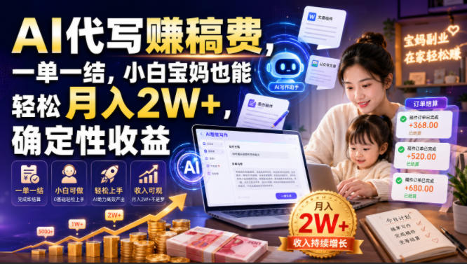 AI代写賺稿费，一单一结，小白宝妈也能轻松月入2W+，确定性收益【揭秘】-千寻创业网