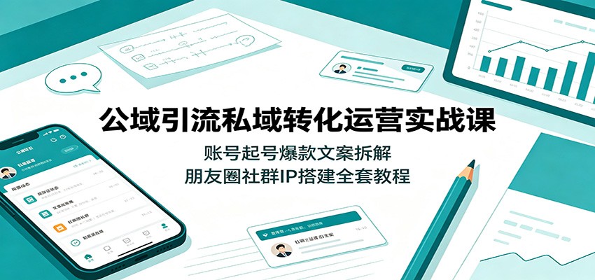公域引流私域转化运营实战课:账号起号爆款文案拆解,朋友圈社群IP搭建全套教程-千寻创业网