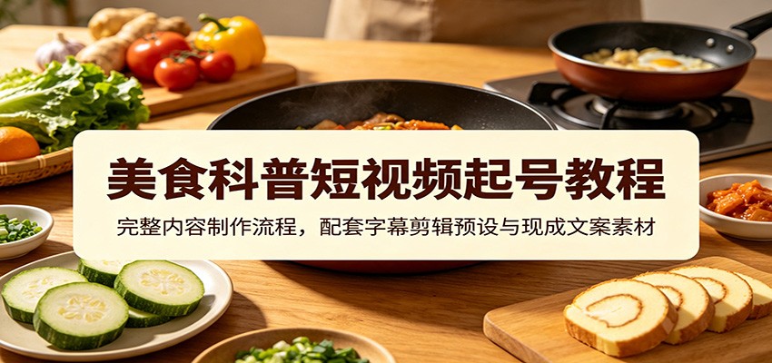 美食科普短视频起号教程：完整内容制作流程，配套字幕剪辑预设与现成文案素材-千寻创业网