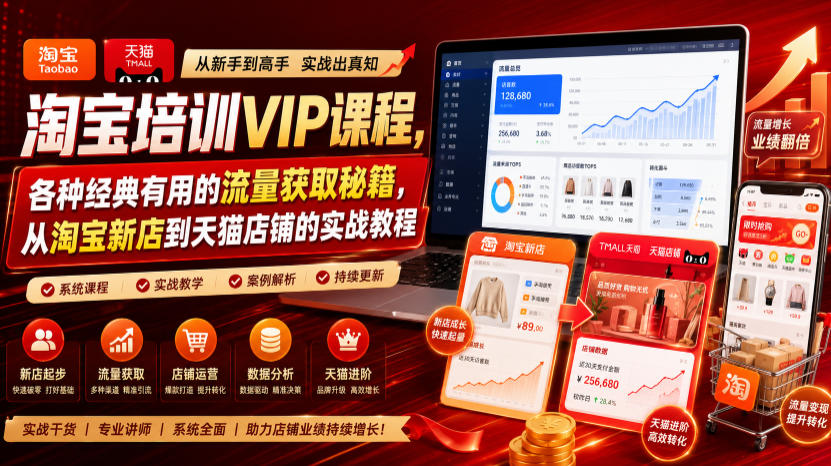 淘宝培训VIP课程，各种经典有用的流量获取秘籍，从淘宝新店到天猫店铺的实战教程（更新7月）-千寻创业网