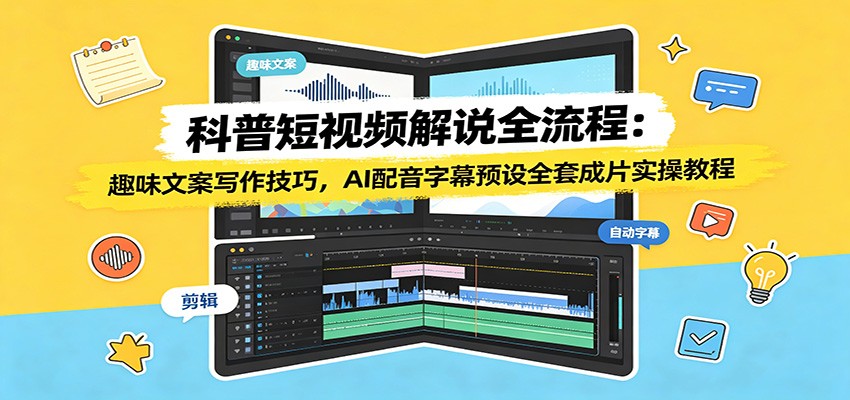 科普短视频解说全流程：趣味文案写作技巧，AI配音字幕预设全套成片实操教程-千寻创业网