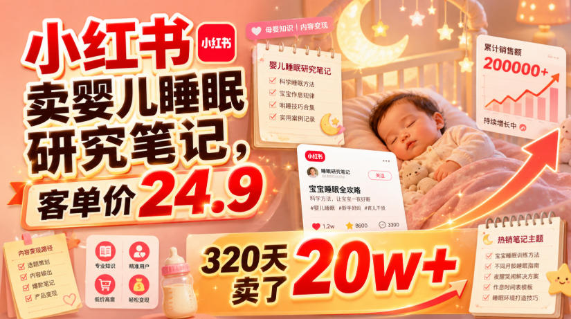 小红书卖婴儿睡眠研究笔记，客单价24.9，320天卖了20w+-千寻创业网