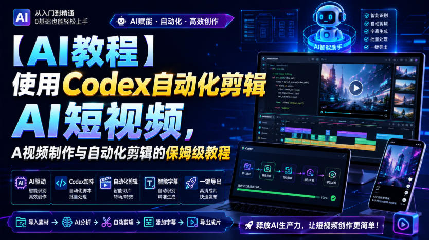 【AI教程】使用Codex自动化剪辑AI短视频，AI视频制作与自动化剪辑的保姆级教程-千寻创业网