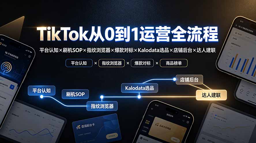 （19823期）TikTok从0到1运营全流程-更新：平台认知×刷机SOP×指纹浏览器×爆款对标×Kalodata选品×店铺后台×达人建联-千寻创业网