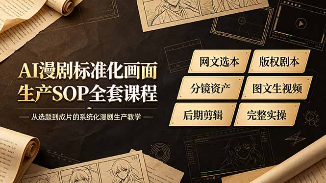 （19806期）AI漫剧标准化画面生产SOP全套课程-更新，网文选本版权剧本分镜资产全覆盖，图文生视频后期剪辑完整实操教学-千寻创业网