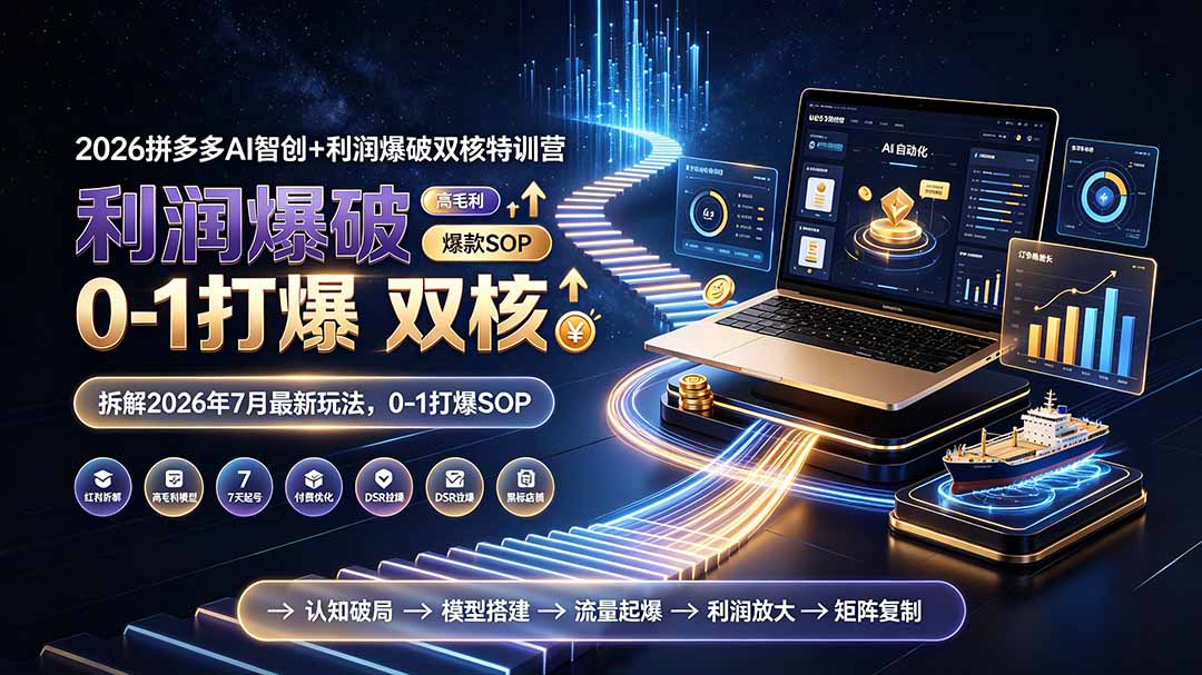 （19804期）2026拼多多AI智创+利润爆破双核特训营-更新：拆解2026年7月最新玩法，0-1打爆SOP-千寻创业网