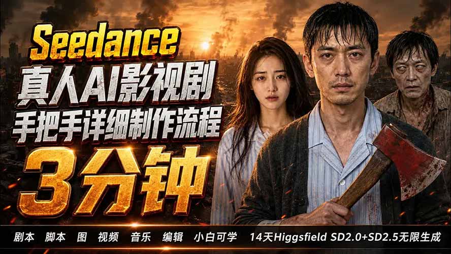（19706期） 3分钟真人AI影视剧怎么做？SD 2.0手把手完整制作流程｜Higgsfield 14天SD 2.0/2.5无限生成-千寻创业网