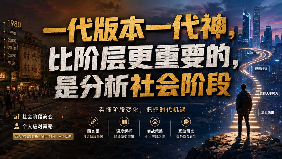 （19745期）付费文章：一代版本一代神，比阶层更重要的，是分析社会阶段-千寻创业网